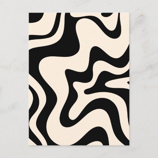 Retro Liquid Swirl Modern Abstract Pattern Black Briefkaart (Voorkant)