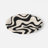 Retro Liquid Swirl Modern Abstract Pattern Black Papieren Bordje (Gekanteld)