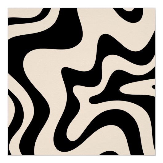 Retro Liquid Swirl Modern Abstract Pattern Black Perfect Poster (Voorkant)