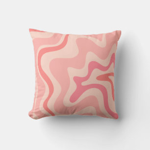 Retro Liquid Swirl Pink Blush Abstract patroon Kussen