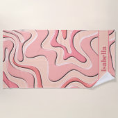 Retro Liquid Swirl Plastic Abstract Patroonroze Strandlaken (Voorkant)