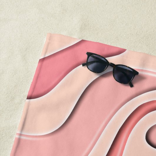 Retro Liquid Swirl Plastic Abstract Patroonroze Strandlaken (In situ)