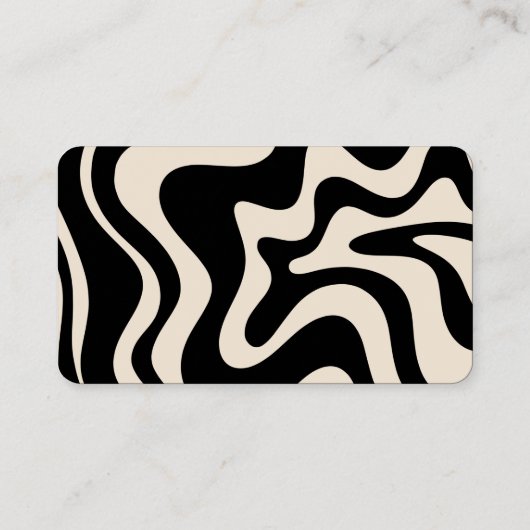 Retro Liquid Swirl Zwart en Crème Abstract Visitekaartje (Achterkant)