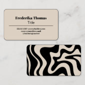 Retro Liquid Swirl Zwart en Crème Abstract Visitekaartje (Voorkant / Achterkant)