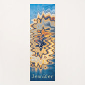 Retro Liquid Wavy Swirl Blue Yellow Pattern Name Yogamat (Voorkant)