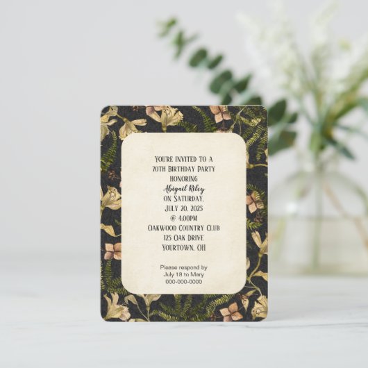 retro lire patroon op zwarte party nodigen kaart (Staand voorkant)