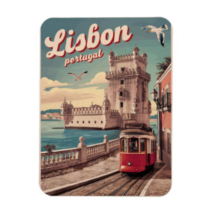 Retro Lissabon Portugal reis tram cadeaus Magneet
