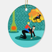 Retro Little Cowboy Ceramic Ornament (Links)