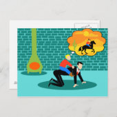 Retro Little Cowboy Postcard Briefkaart (Voorkant / Achterkant)