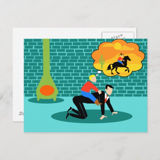 Retro Little Cowboy Postcard Briefkaart (Voorkant / Achterkant)