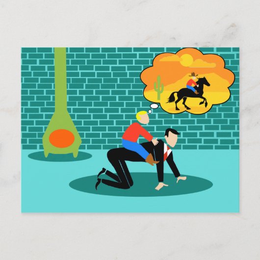 Retro Little Cowboy Postcard Briefkaart (Voorkant)