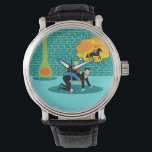 Retro Little Cowboy Watch Horloge<br><div class="desc">Yeehaw! Je bent klaar om in de zonsondergang te rijden met deze Retro Little Cowboy Watch. Dit grillige ontwerp kenmerkt een levendige stijl uit de jaren zestig, minimalistisch, cartoon tekening van een vader en zijn jonge zoon, die goed op tijd hebben gescheurd. De scène vindt plaats in hun moderne woonkamer...</div>