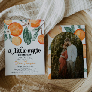 Retro Little Cutie Foto Baby shower Uitnodiging