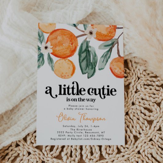 Retro Little Cutie Foto Baby shower Uitnodiging