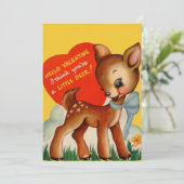 Retro  Little Deer Custom Valentijnsdag Feestdagenkaart (Staand voorkant)
