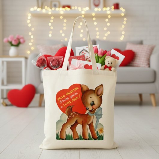 Retro  Little Deer Valentijn Tote Bag