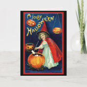 Retro Little Jolly Halloween Heks Custom Feestdagen Kaart (Voorkant)