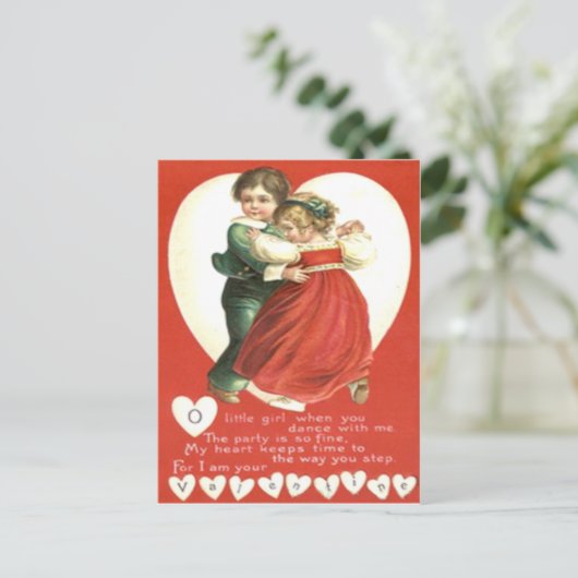  Retro Little Kinder Dancing Valentijn Kaart (Staand voorkant)