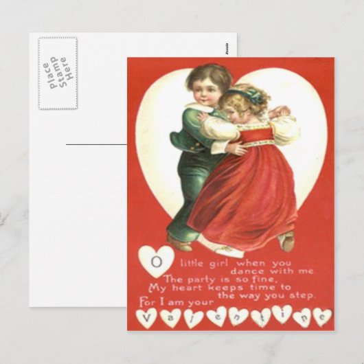  Retro Little Kinder Dancing Valentijn Kaart (Voorkant / Achterkant)