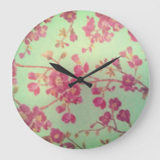 Retro little pink flowers  grote klok