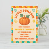 Retro Little Pumpkin Herfst Verjaardagsfeestje Kaart (Staand voorkant)