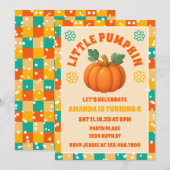 Retro Little Pumpkin Herfst Verjaardagsfeestje Kaart (Voorkant / Achterkant)