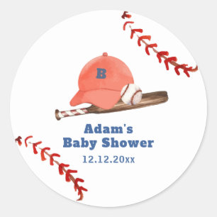 Retro LIttle Slugger Honkbal Jongen Baby Shower Ronde Sticker