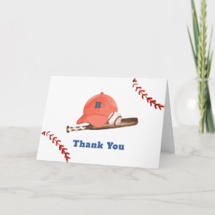 Retro LIttle Slugger Honkbal Jongens Baby Shower  Bedankkaart