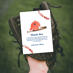 Retro LIttle Slugger Honkbal Sport Baby Shower  Bedankkaart