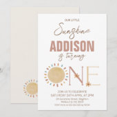 Retro Little Sunshine 1st Birthday Invitation Kaart (Voorkant / Achterkant)