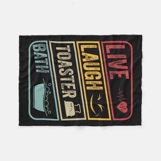 Retro Live Lachbroodrooster Bath Skeleton Grappig  Fleece Deken (Voorkant (Horizontaal))