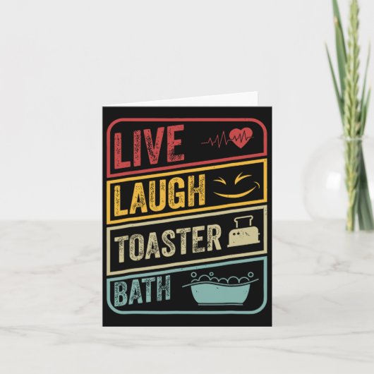 Retro Live Lachbroodrooster Bath Skeleton Grappig Kaart (Voorkant)