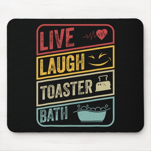 Retro Live Lachbroodrooster Bath Skeleton Grappig Muismat (Voorkant)