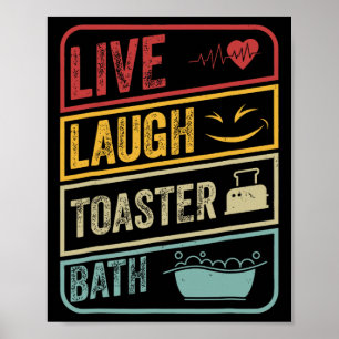 Retro Live Lachbroodrooster Bath Skeleton Grappig  Poster