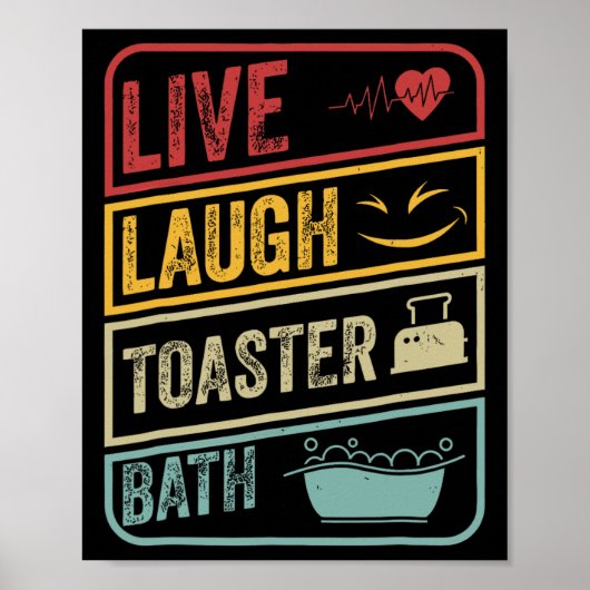 Retro Live Lachbroodrooster Bath Skeleton Grappig Poster (Voorkant)