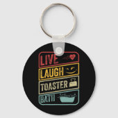 Retro Live Lachbroodrooster Bath Skeleton Grappig  Sleutelhanger (Voorkant)