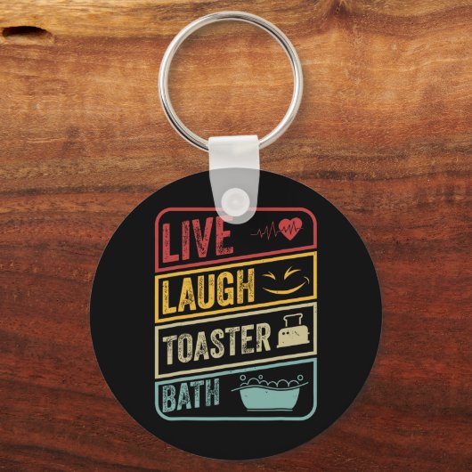 Retro Live Lachbroodrooster Bath Skeleton Grappig  Sleutelhanger (Voorkant)