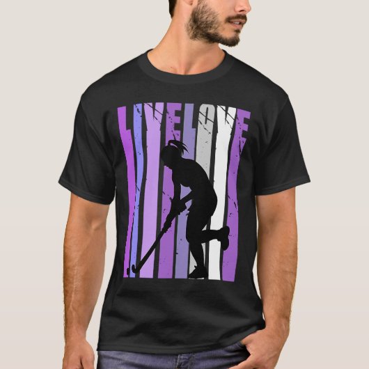 Retro Live Love Field Hockey Birthday Silhouette C T-shirt (Voorkant)