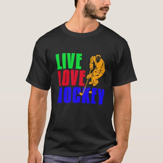 Retro LIVE LOVE HOCKEY Cool Cadeau T-shirt (Voorkant)
