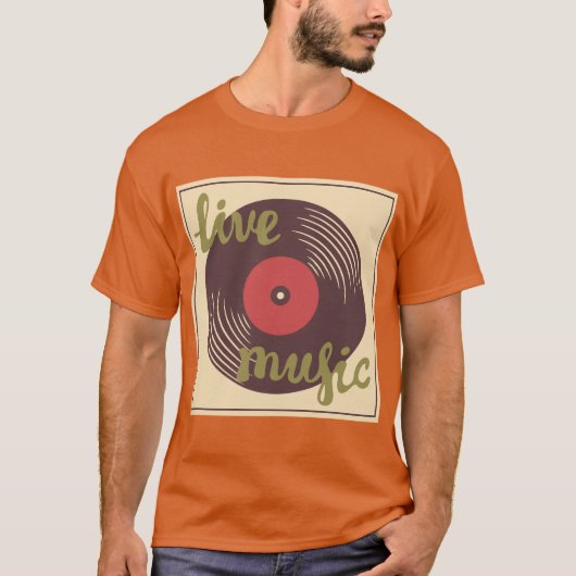 Retro Live Music Vinyl Record T-shirt (Voorkant)