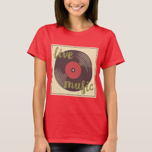 Retro Live Muziek Vinyl Record T-Shirt