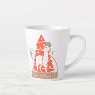 Retro Llama Alpaca Kerstmis Karakter Latte Mok