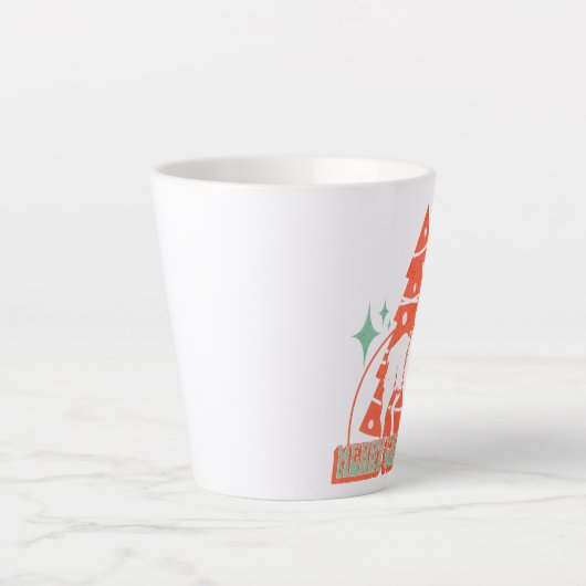 Retro Llama Alpaca Kerstmis Karakter Latte Mok (Voorkant)