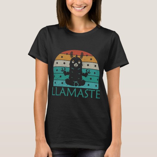 Retro Llamaste T-shirt, Funny Yoga T-shirt (Voorkant)