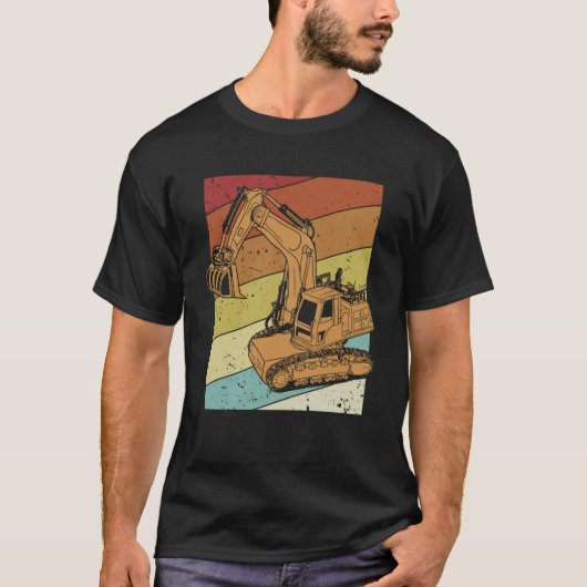 Retro Loader Backhoe Hydraulische Driver Graafmach T-shirt (Voorkant)