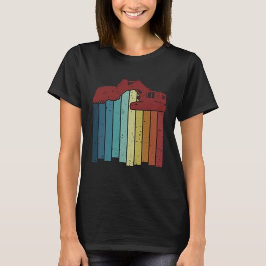 Retro Loader Backhoe Hydraulische Driver Graafmach T-shirt (Voorkant)