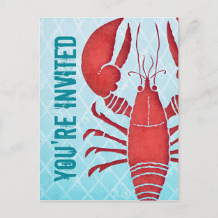 Retro Lobster Briefkaart Uitnodiging
