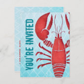 Retro Lobster Briefkaart Uitnodiging (Voorkant / Achterkant)