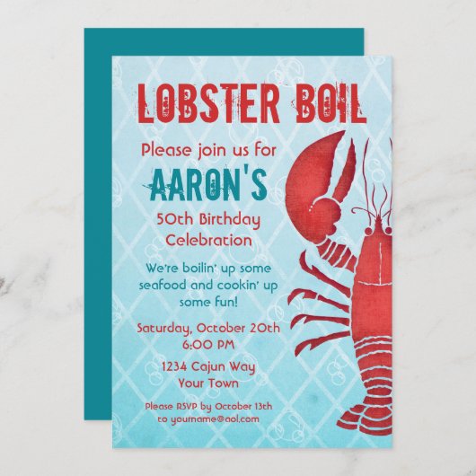 Retro Lobster Kaart (Voorkant / Achterkant)