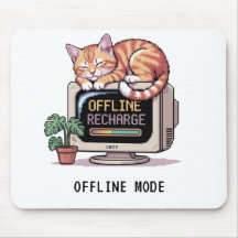 Retro Lofi PixelArt Slapende Kat Muismat